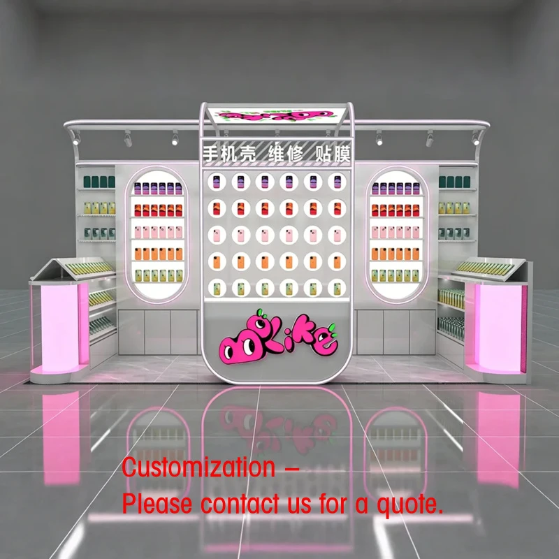 custom.A Y2K-style Casual Telephone Box, a Freestanding Shop Display Stand Featuring Mobile Phone Racks