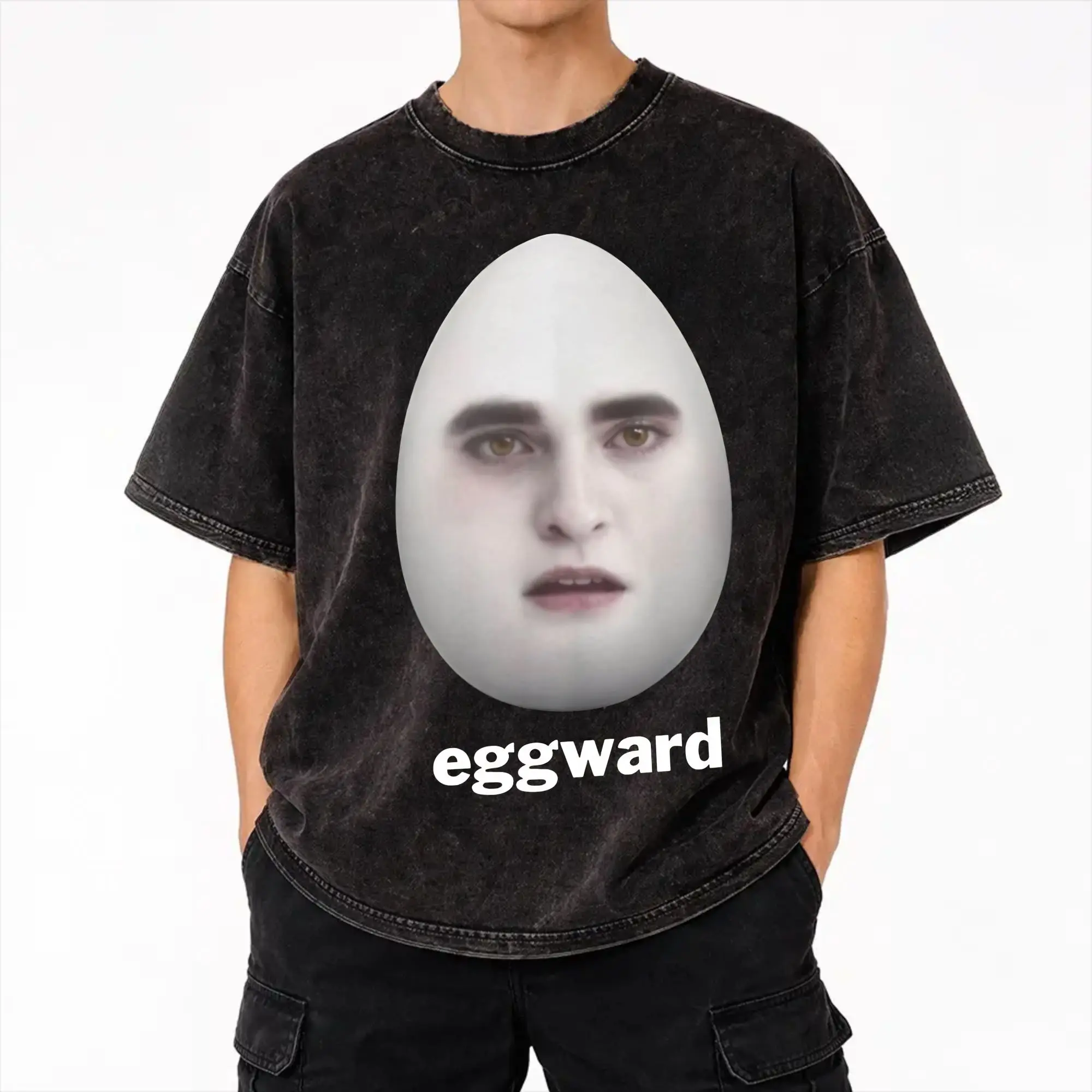 Harajuku Washed Shirts Eggward Silly Meme Parody Egg Edward Merch Vintage T Shirt Oversize  Streetwear Graphic Tops Tees