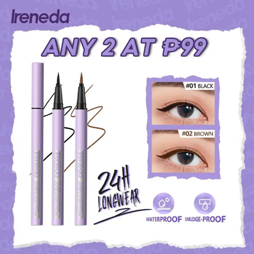 IRENEDA Waterproof Quick Dry Eyeliner 24h Long-lasting Longwear Pencil Pigment Eye Makeup Liner Black High Liquid Cosmetic C5G2