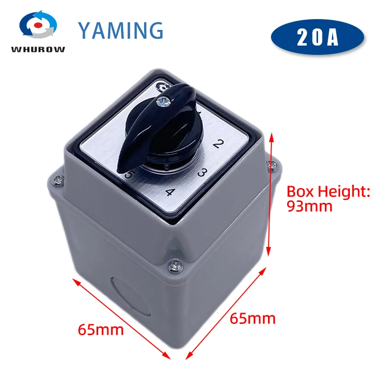 20A 5 Layers Rotary Cam Switch Power Control Switching With Waterproof Box Universal Transfer YMW26 LW26-20/5M