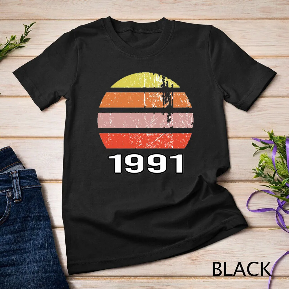 1991 Men Vintage Classic Colorful Rainbow T-shirt Solid Color Printed Tees Street Trend Classic Men Letters Casual Short Sleeve