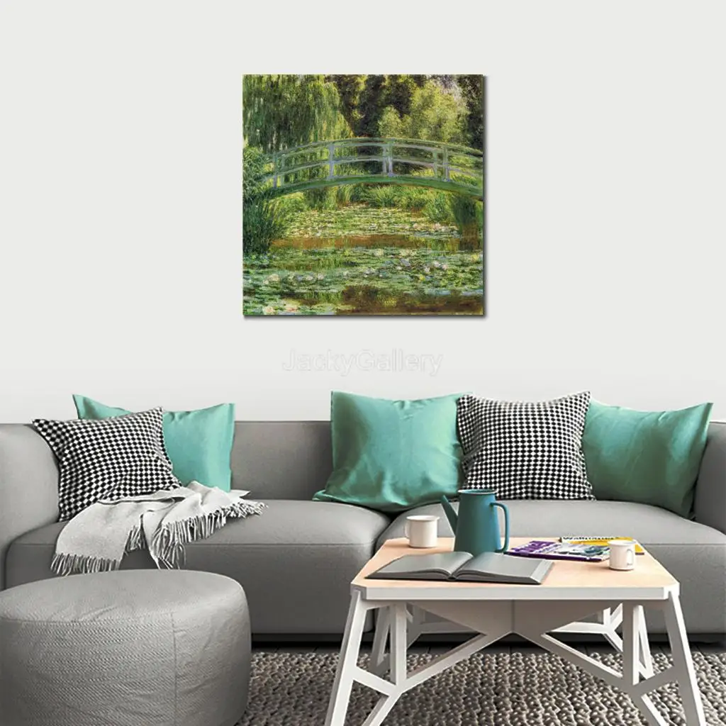 Hand Painted Claude Monet Seascape Water Lily Pond Impressionist Oil on Canvas Artwork for Bedroom Decor