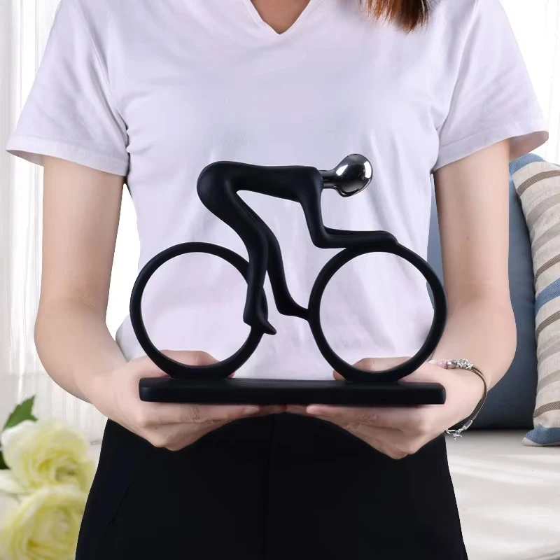 Bicycle Statue Champion Cyclist Sculpture Figurine Modern Abstract Art Athlete Home Decor New Room Decoration Ornaments