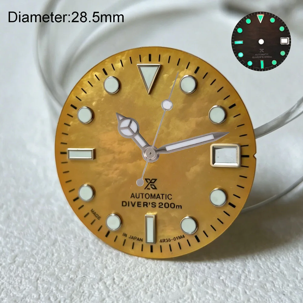 28.5mm NH35 S Logo Dial White Green Yellow Purple Shell-Oyster S Dial for NH35 Movement Fit SUB Diving Watch Modification Parts