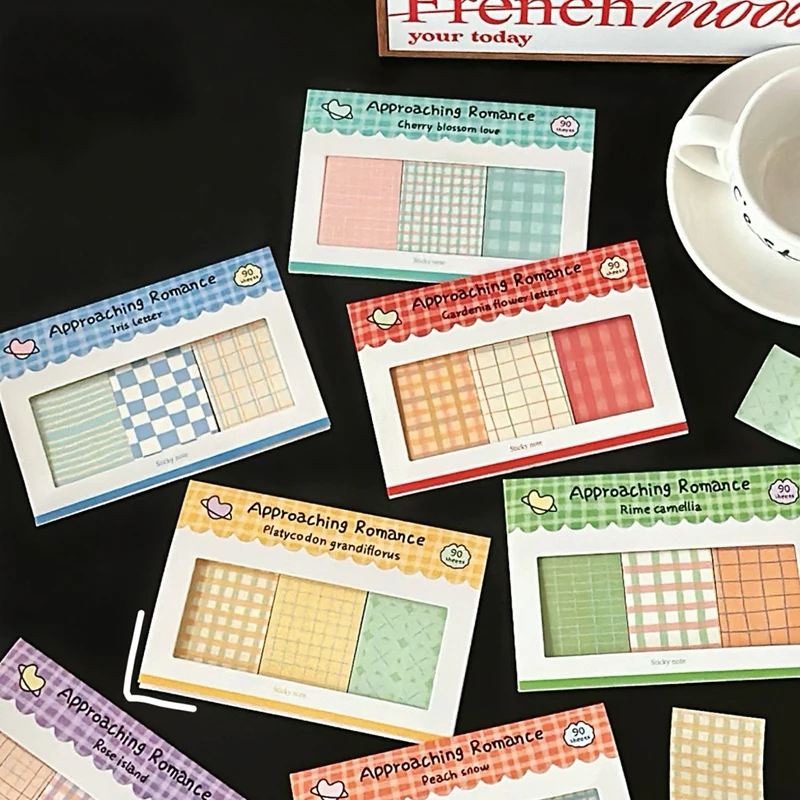 

New Plaid Combination Note Romance Series Hand Account Decoration Basic Material Paper Note Paper Kawaii Stationery Stationery