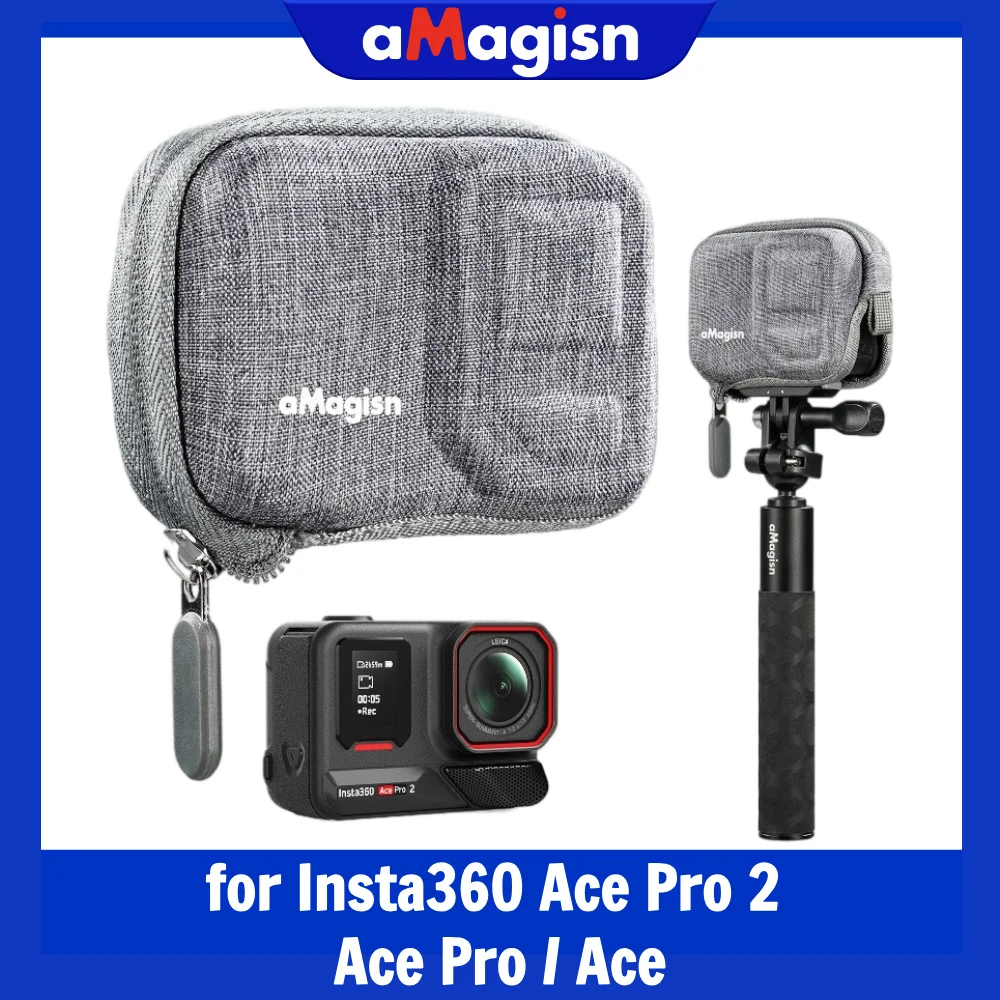 حافظة كاميرا صغيرة من AMagisn فقط للكاميرا، حقيبة تخزين سهلة الشحن بتصميم سفلي مجوف لـ Insta360 Ace / AcePro / Ace Pro 2