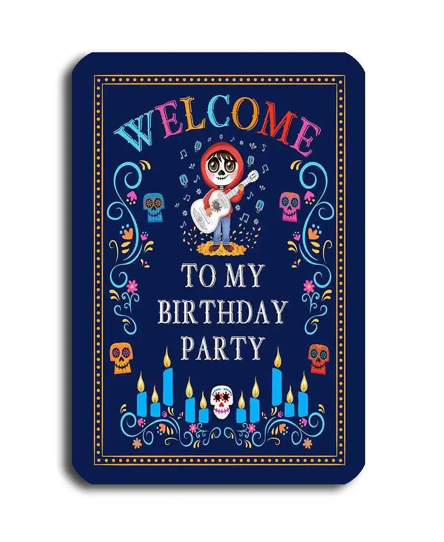 Funny Text Welcome Birthday Bless Word Tin Sign Art Graffiti Decorative Wall Plates Metal Signs Print Poster Black Plaques Decor