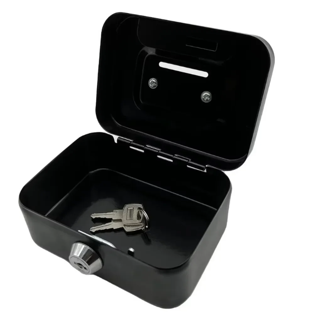 1PC Metal Key Lock Cash Box with Handle Small Kids Money Organizer Storage Box with Lockable Cover for Easy Cash Management