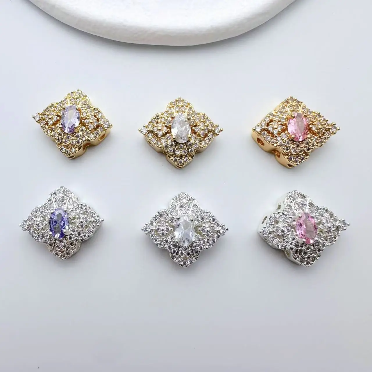 

5 шт., медные инкрустированные цирконом, ромб, многофункциональные ювелирные бусины-разделители, браслет «сделай сам», ожерелье, аксессуары, материал для бисера с кристаллами