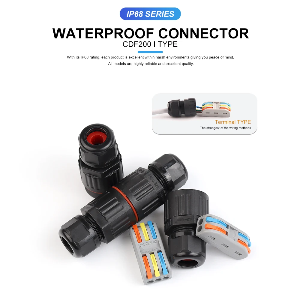 IP68 Waterproof Joint Wire Quick Connection Waterproof Connector 2/3 Pin Solder Less LED Lamp Wiring Outdoor Rainproof Terminal