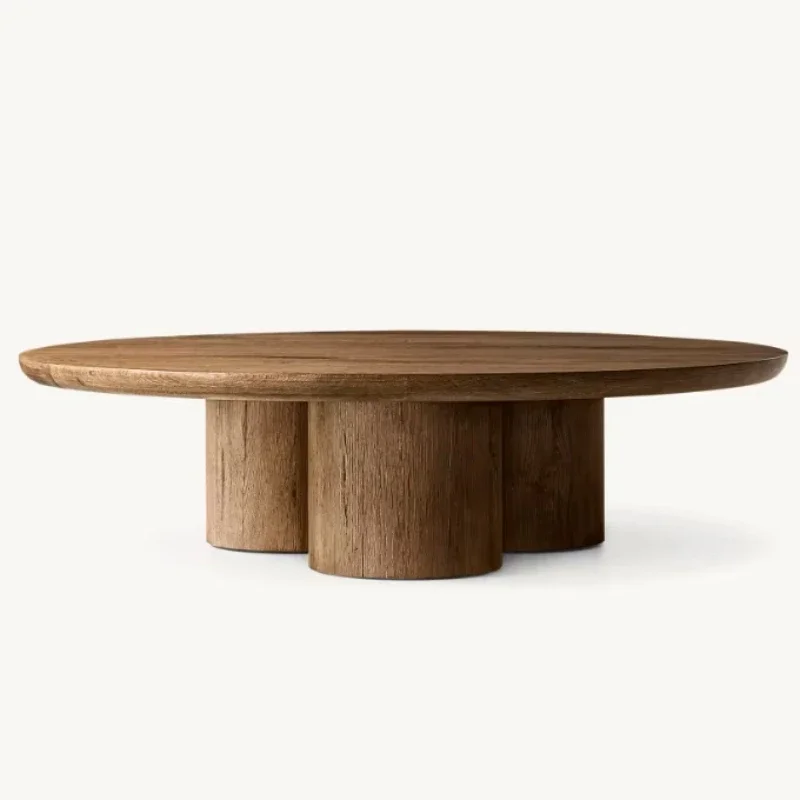 

Living room luxury round oak coffee table