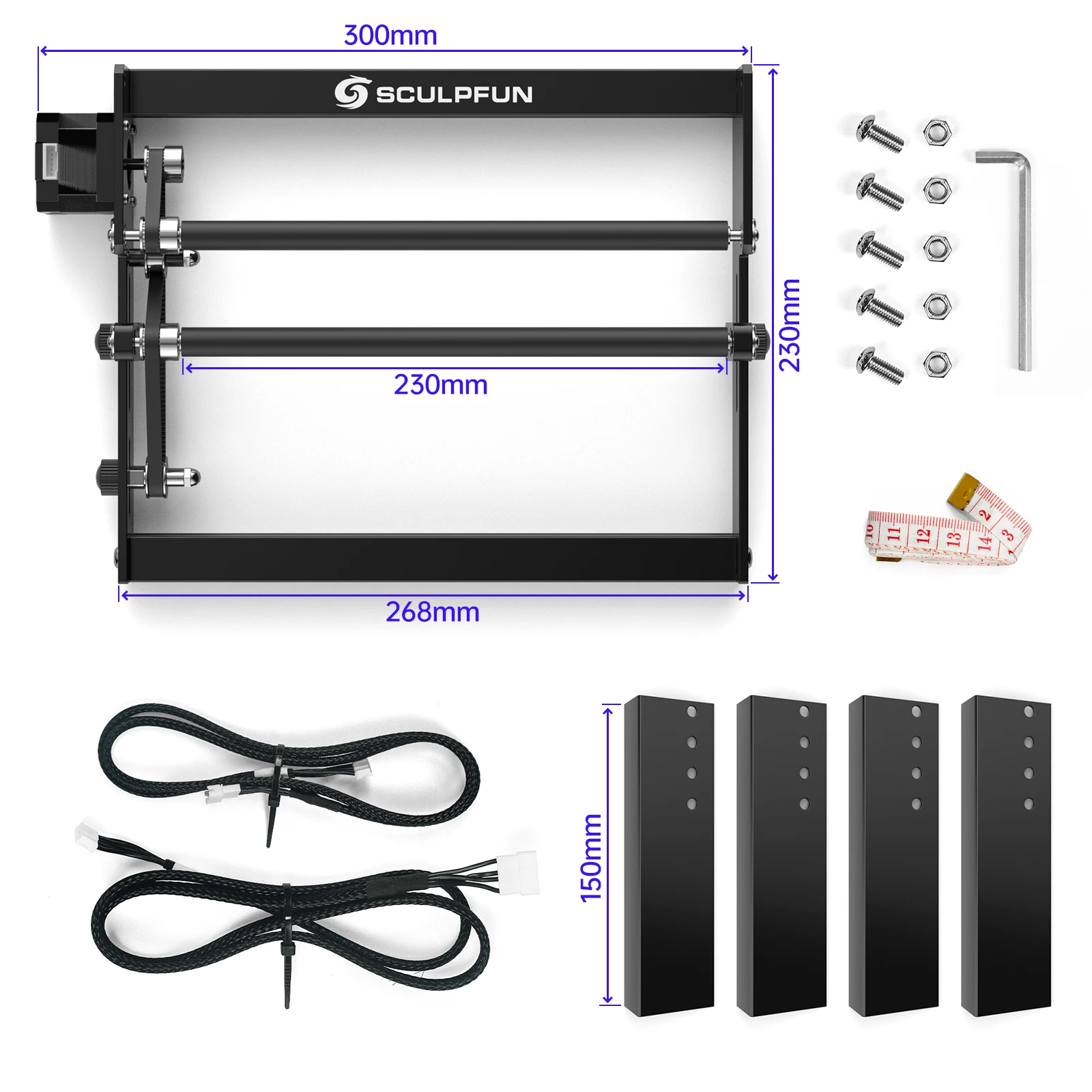 3D Printer Laser Engraver Y-axis Roller 360° Rotating Laser Rotary Roller for 6-150mm Engraving Diameter for Cylindrical Objects