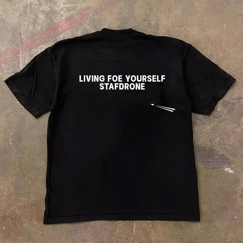 Loose Fit Cotton T-Shirt Unisex Short Sleeve Double Thread UPUPXIA Hero Print Sweat Absorbent round Neck Casual Summer Top