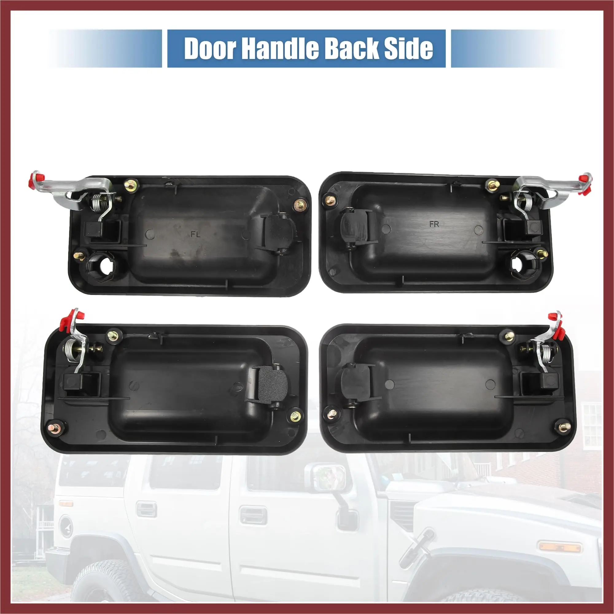 

4Pcs Exterior Outside Door Handle Set Auto Parts for 2003-2009 Hummer H2 Black Textured 131609870457 15104792 10360326