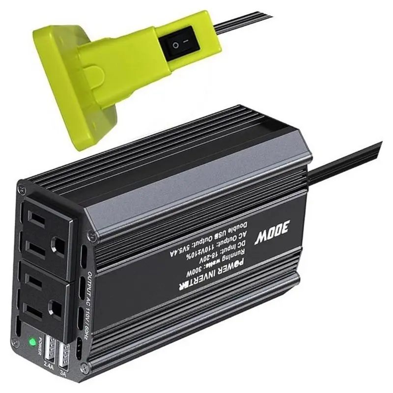 AFOURT-Portable Power Station With Type-C- Battery Converter, 300W Power Inverter Compatible For RYOBI 18V Battery