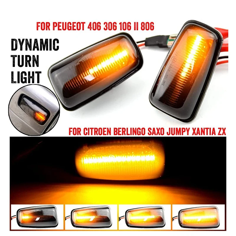 Car Dynamic Sequential LED Side Maker Turn Signal Light for Peugeot 306 Fiat Scudo Combinato 220P Citroen