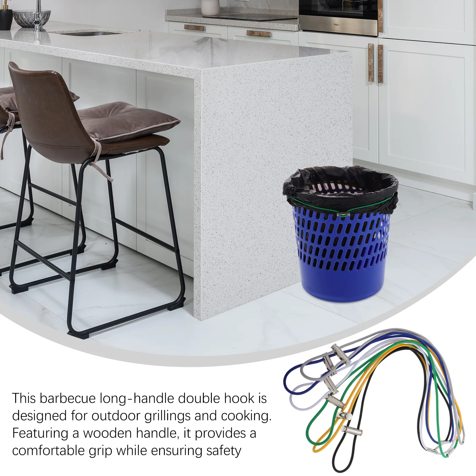 6pcs Trash Can Rubber Adjustable Elastic Bands For Garbage Bag Fixing Matte Anti-Slip Waste Bin Band Holder Household Office Use