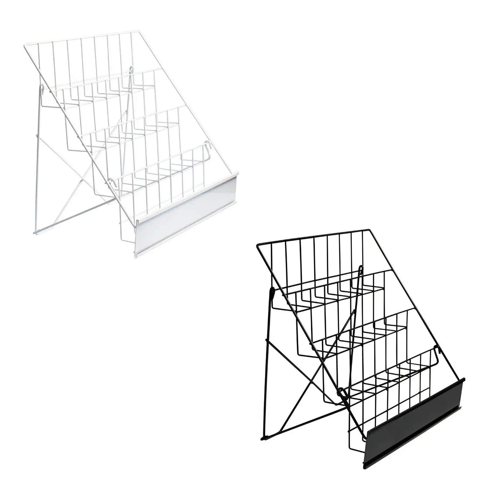 

Iron Book Display Rack 4 Layers Foldable Bookshelf Magazine Storage Shelf for Classroom Retail Desk