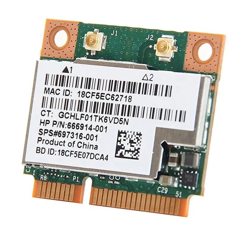

(A26M) BCM943228HMB WiFi Card Network Card Dual Band 300Mbps Bluetooth4.0 802.11A/B/G/N Mini PCI-E Laptop WLAN Adapter
