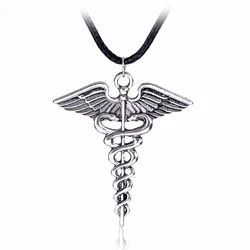 Classic Fashion Caduceus Medicine Symbol Antique Silver Color Pendant Short Long Chain Necklaces Jewelry For Men Women Gift