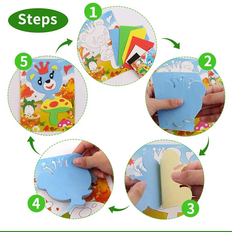 Creative 3D EVA Foam Sticker DIY Handmade Craft for Kids Toddlers Cute Cartoon Animal Assemble Jigsaw Stickers Kindergarten Toys