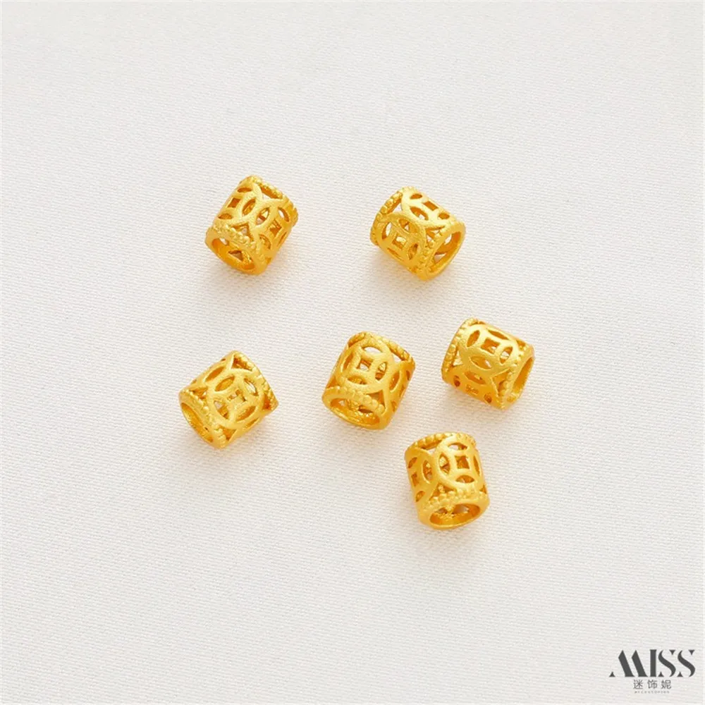 

18K Sand Gold Color Copper Coin Hollow Large Hole Bucket Bead Partition DIY Handmade Bracelet Necklace Bead Jewelry Accessories