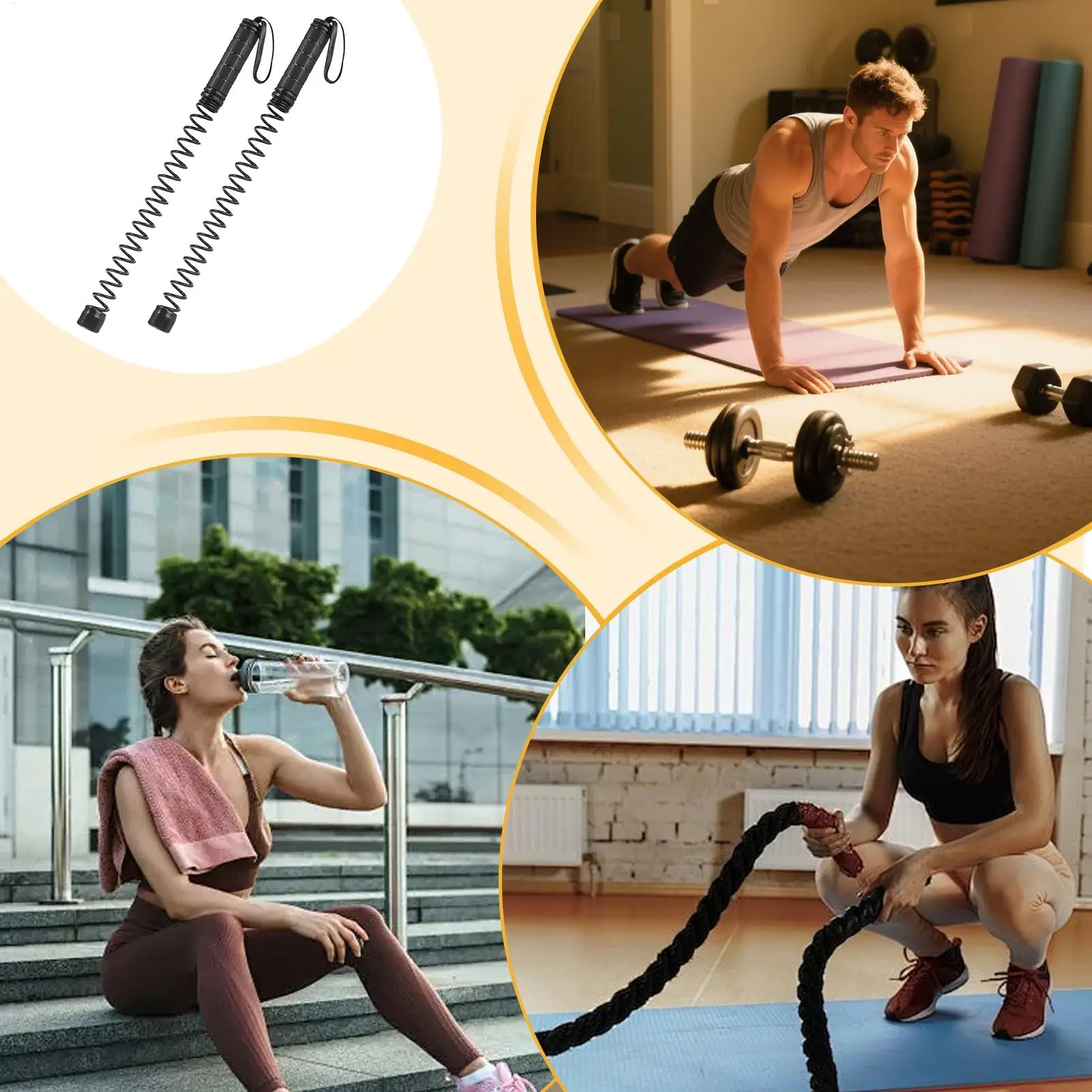 

Боевые веревки для домашнего спортзала, тренажер для определения мышц, 2 шт., беспроводные боевые веревки для кардио-гиалистики, HIIT, ММА, бокса