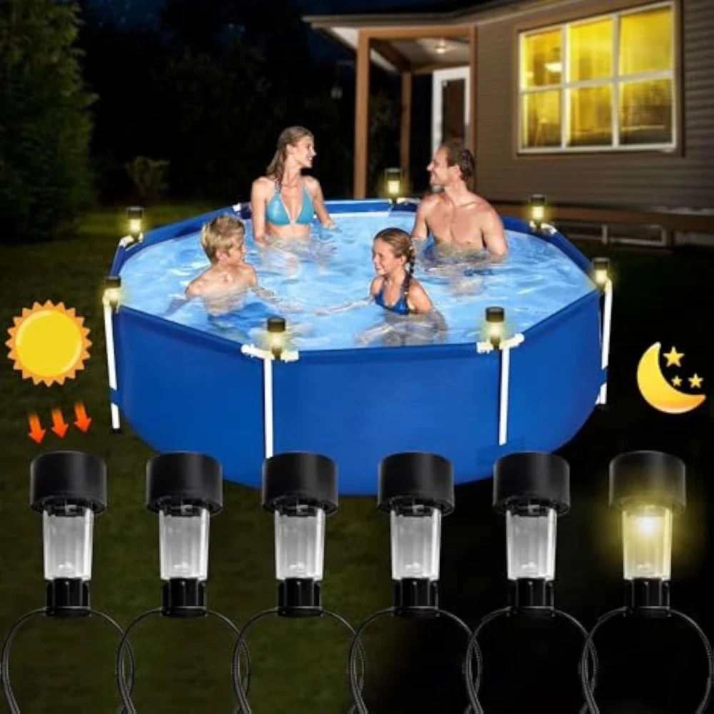 6 stücke RGB LED Solar Pool Licht Schwimmbad Zaun Hof Dekor Trampolin Lichter über dem Boden wasserdicht Pools Zubehör gerahmt