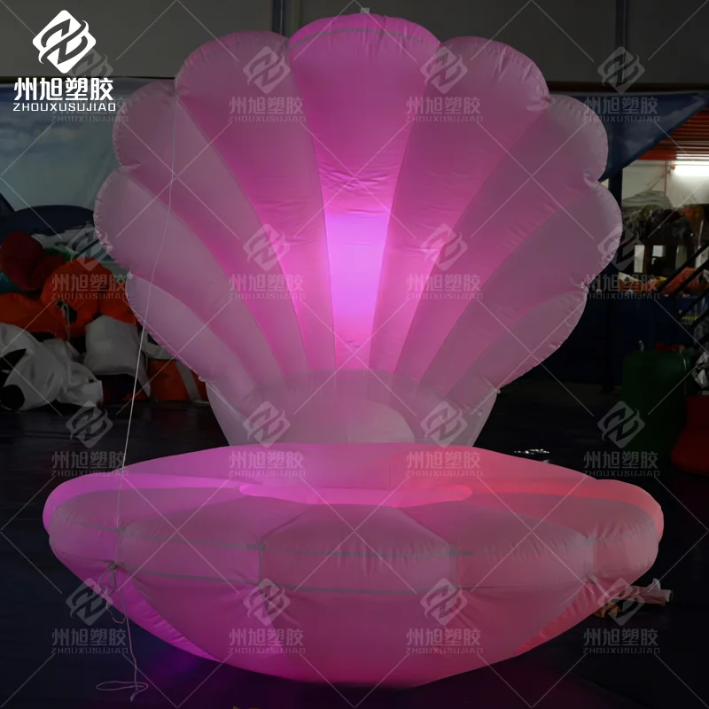 Pure White Inflatable Shell With Led Lights And Blower For Nightclub Wedding Or Music Party Event Stage Decoration
