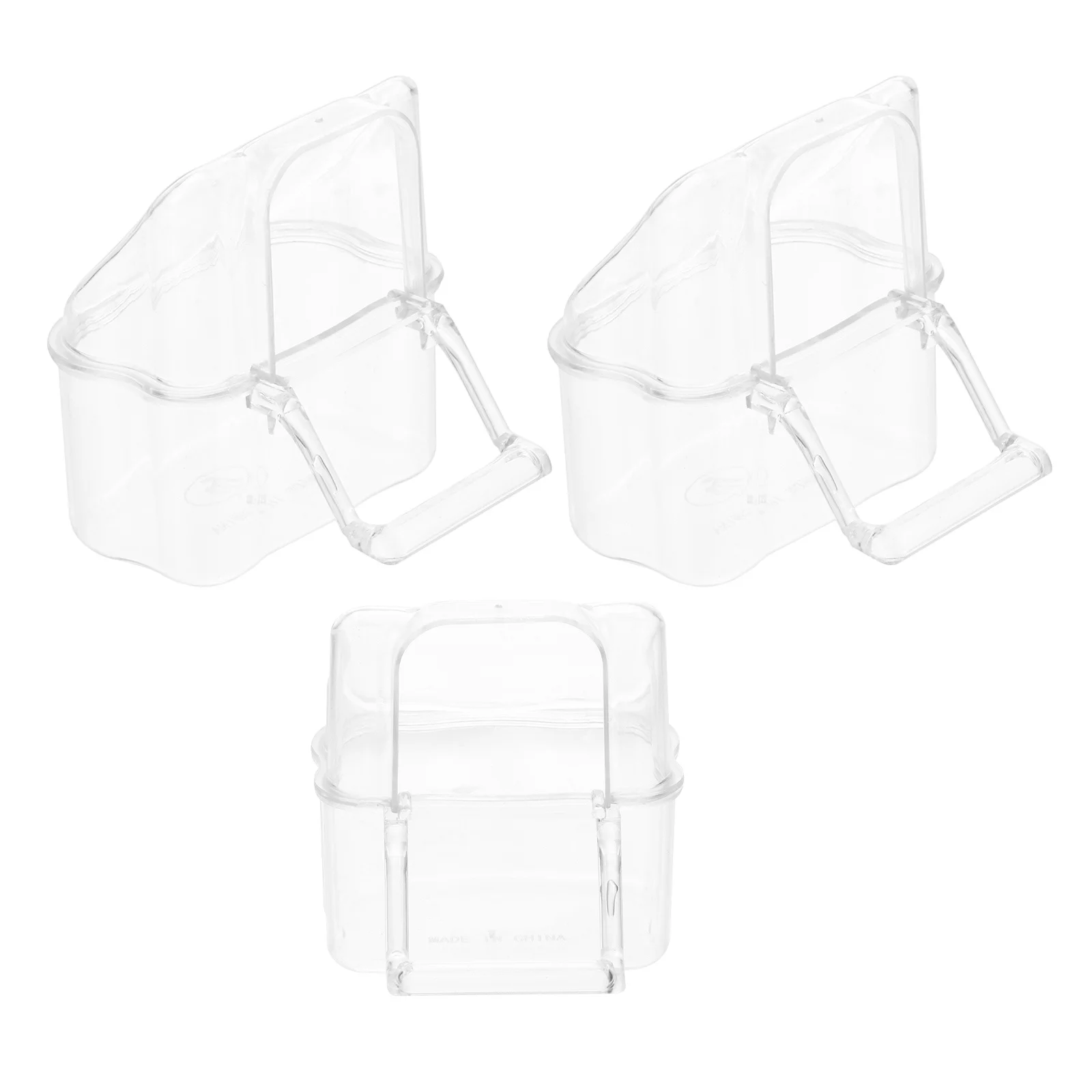 

3 pcs Pet Food Box Set Thickened Acrylic Feeder Bowl Detachable Anti-Splashing Shield For Birds Parrot Cage Use Birds Feeding