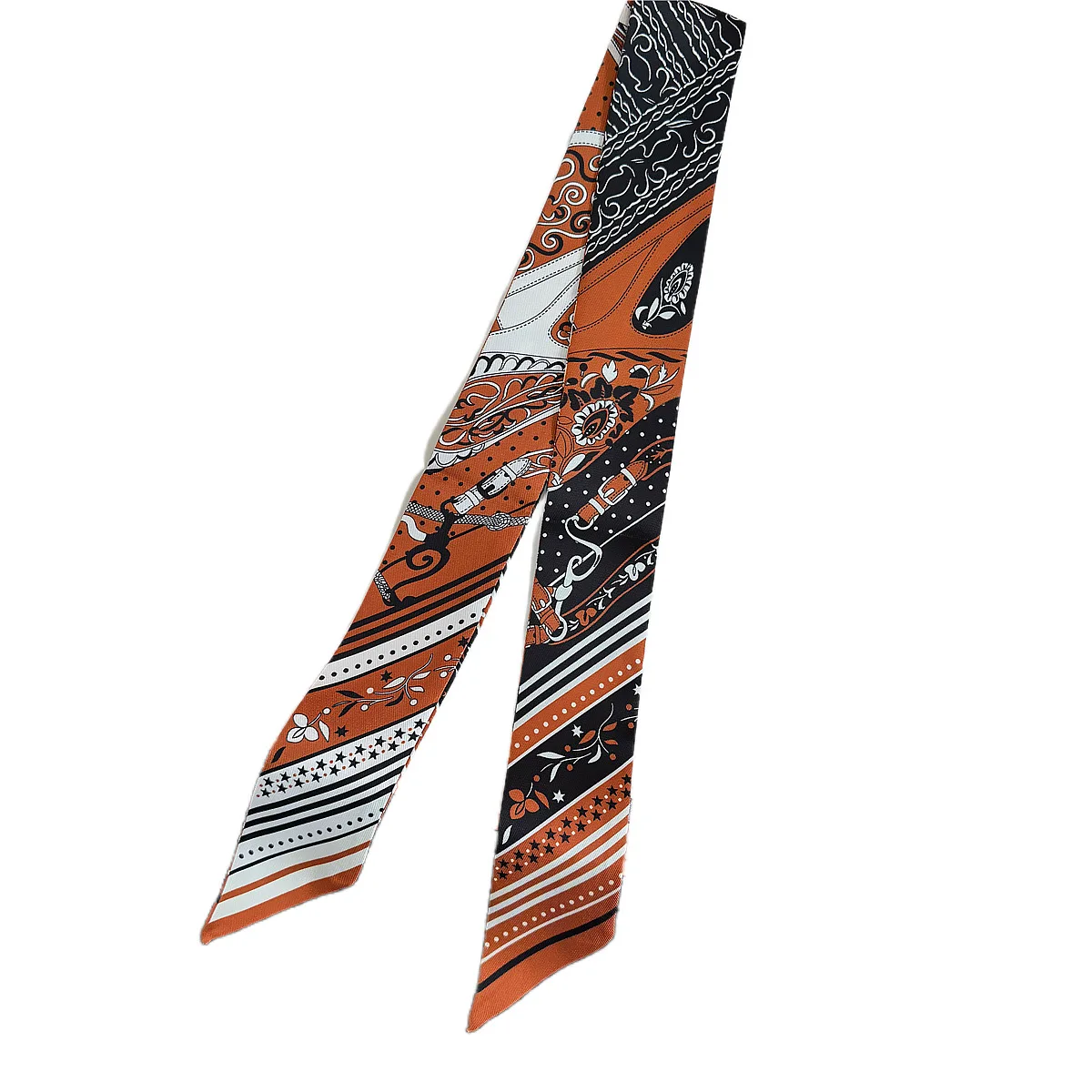 Imagen 6: Pañuelos de seda decorativos finos y estrechos para mujer, estilo bandana ligero y versátil, para uso diario, oficina, fiestas, vacaciones, estilo bohemio.
