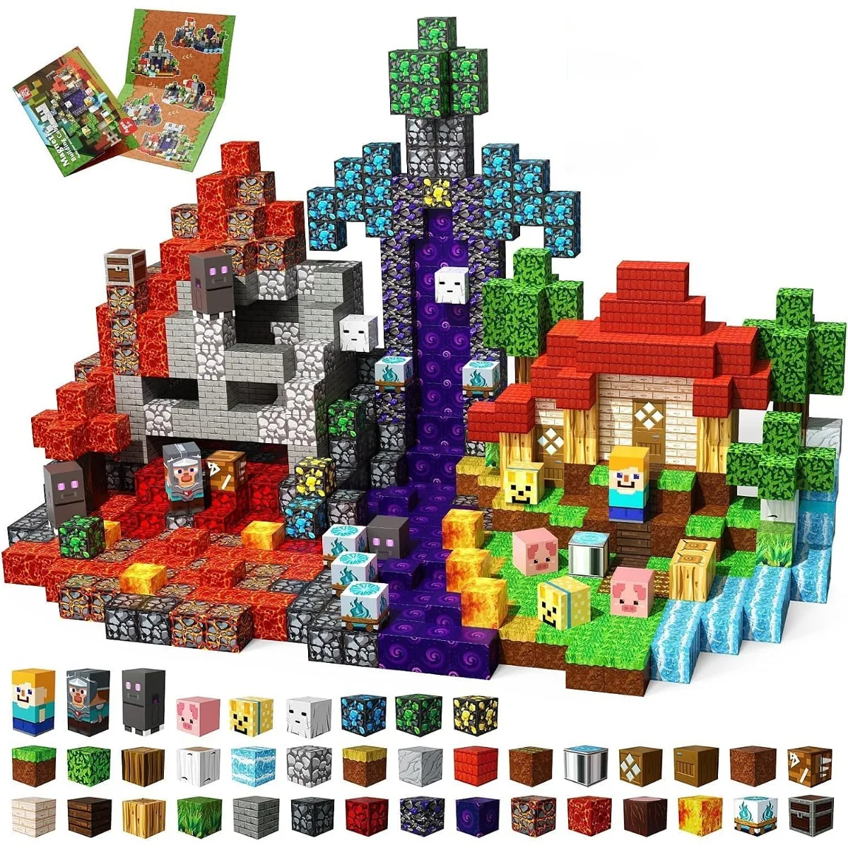 

Магнитный конструктор «Мир шахт»: Набор кубиков «Конец» с магнитным мечом Эндермена и лесной хижиной. Развивающие сенсорные кубики STEM. Игрушки-конструкторы для детей. Подарок.