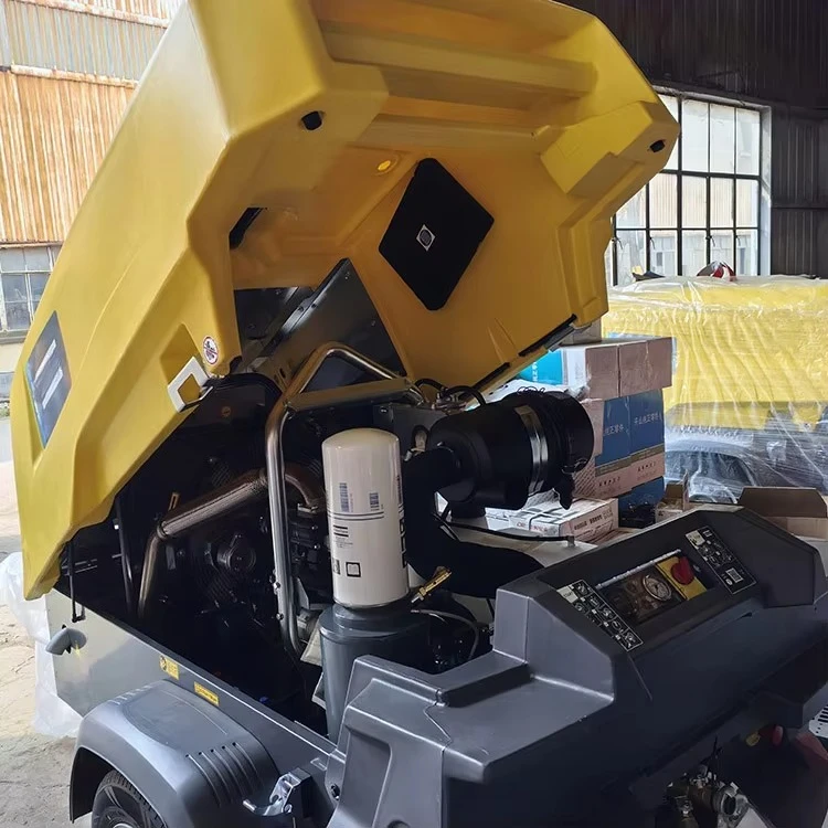 Atlas Copco 185cfm Small diesel Towable Screw air Compressor Portable Rotary Compressors for Rock Drilling