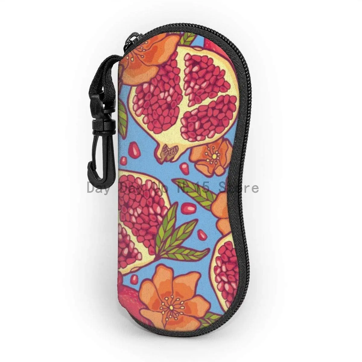 

Sunglasses Soft Case Ultra Light Neoprene Hot Tropical Fruits And Flowers Pattern Zipper Eyeglass Case with Belt Clip