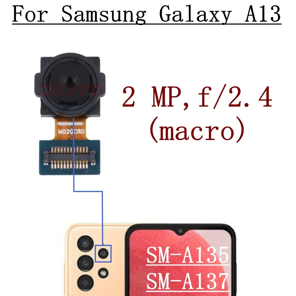 Front Facing Selfie Back Main  Macro Depth Ultrawide Camera For Samsung Galaxy A13 4G A13s A135 A137 Flex Cable