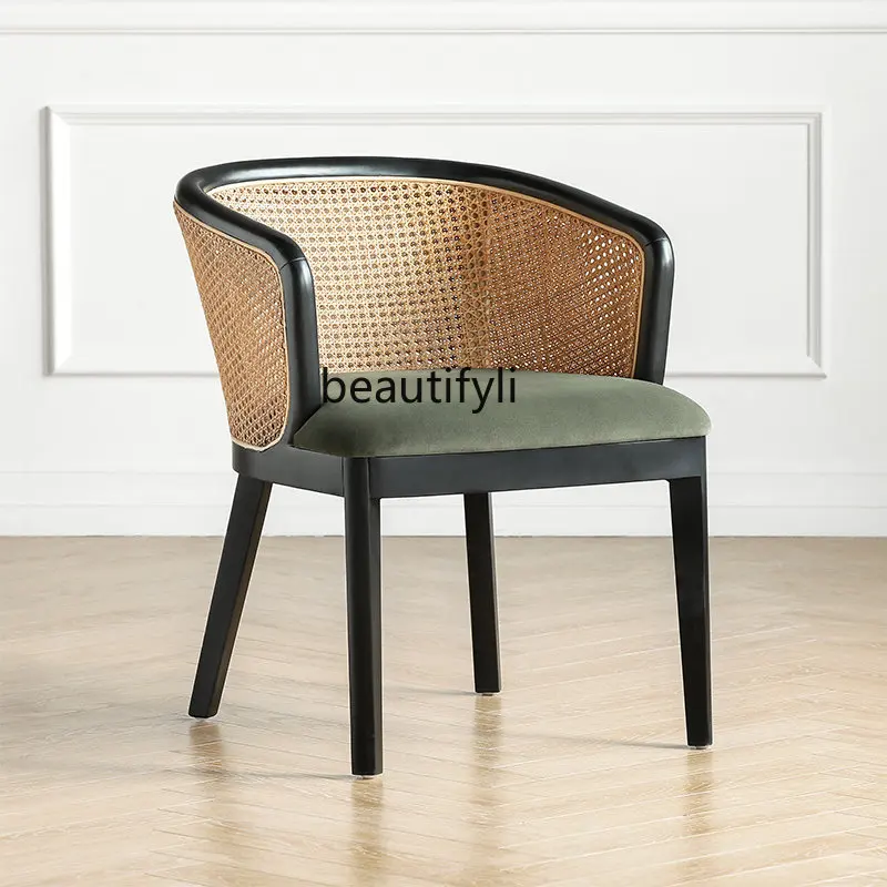 

Single-Seat Sofa Chair Real Rattan Modern Minimalist Fabric Balcony Leisure Chair