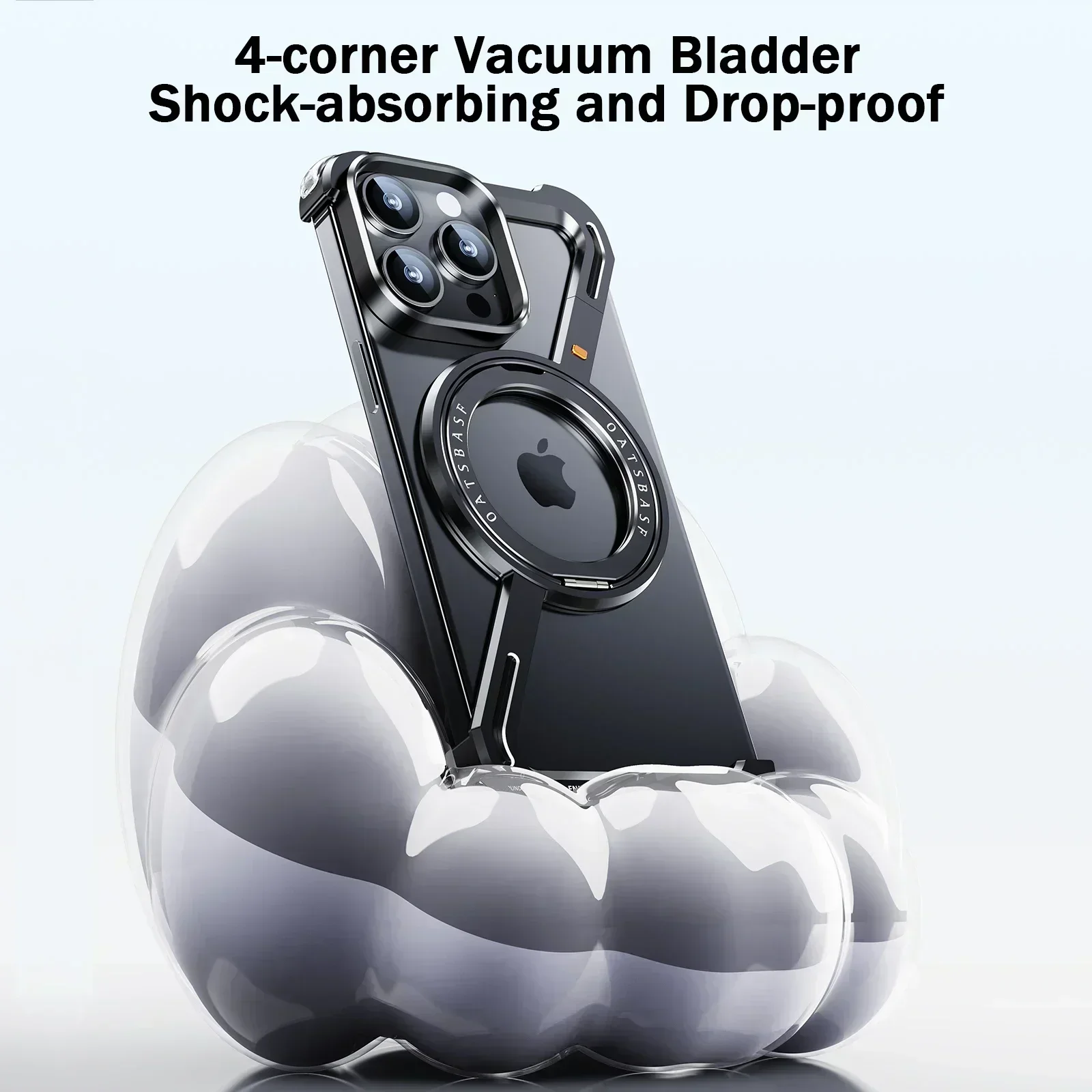 Etui na telefon Oatsbasf do iPhone'a 16/15/14/13 Pro Max z Magsafe 360° ° Obrotowy stojak magnetyczny Metalowa bezramkowa osłona zabezpieczająca — zdjęcie produktu 4