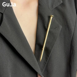 Fashion Jewelry European and American Design Metal Nail Shape Brooches For Women Party Gifts Simply Style Accessories Hot Sale