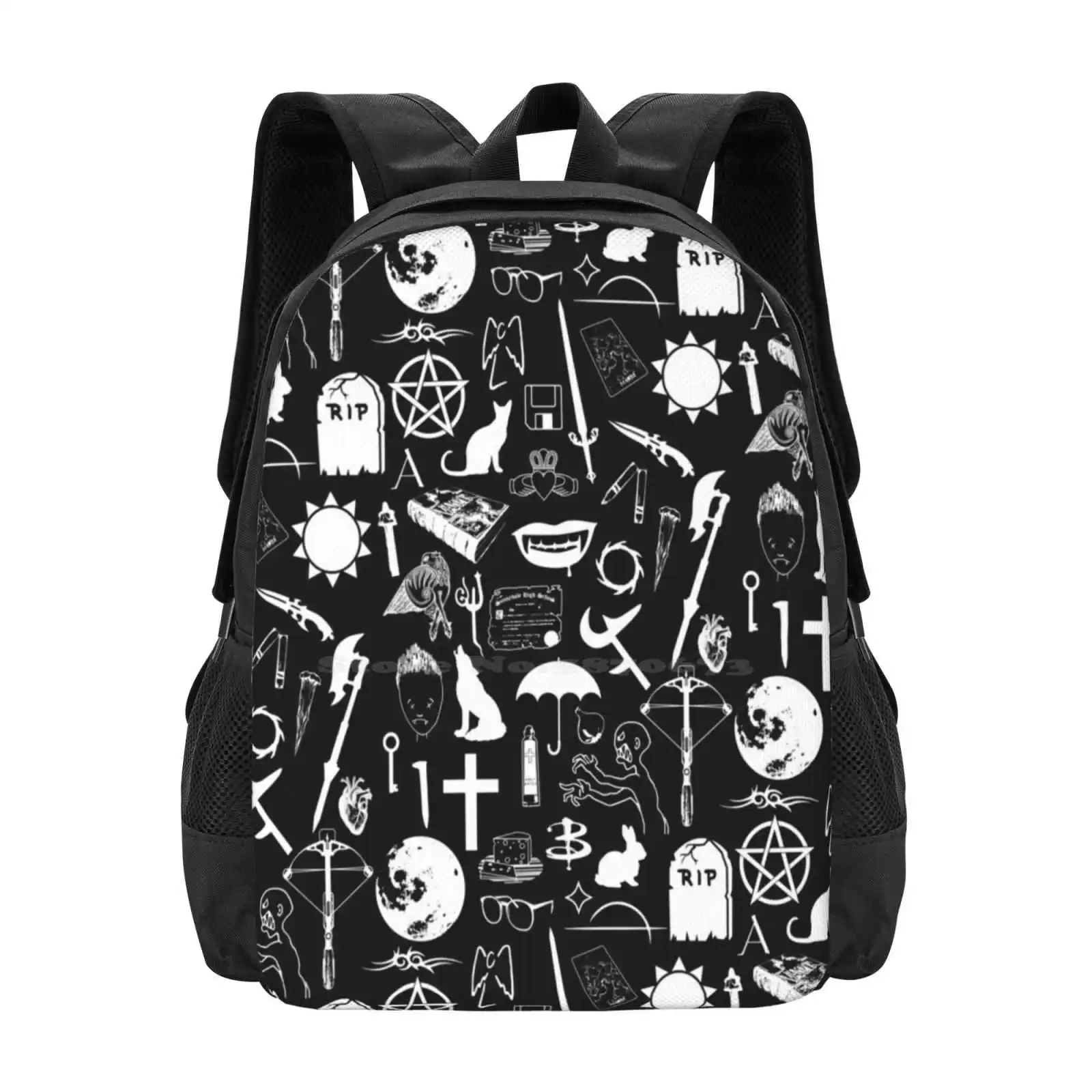 

Buffy Symbology, белый модный узор, дорожный школьный рюкзак для ноутбука, сумка Angelus Anya, черный Btvs Buffyverse Bunnies