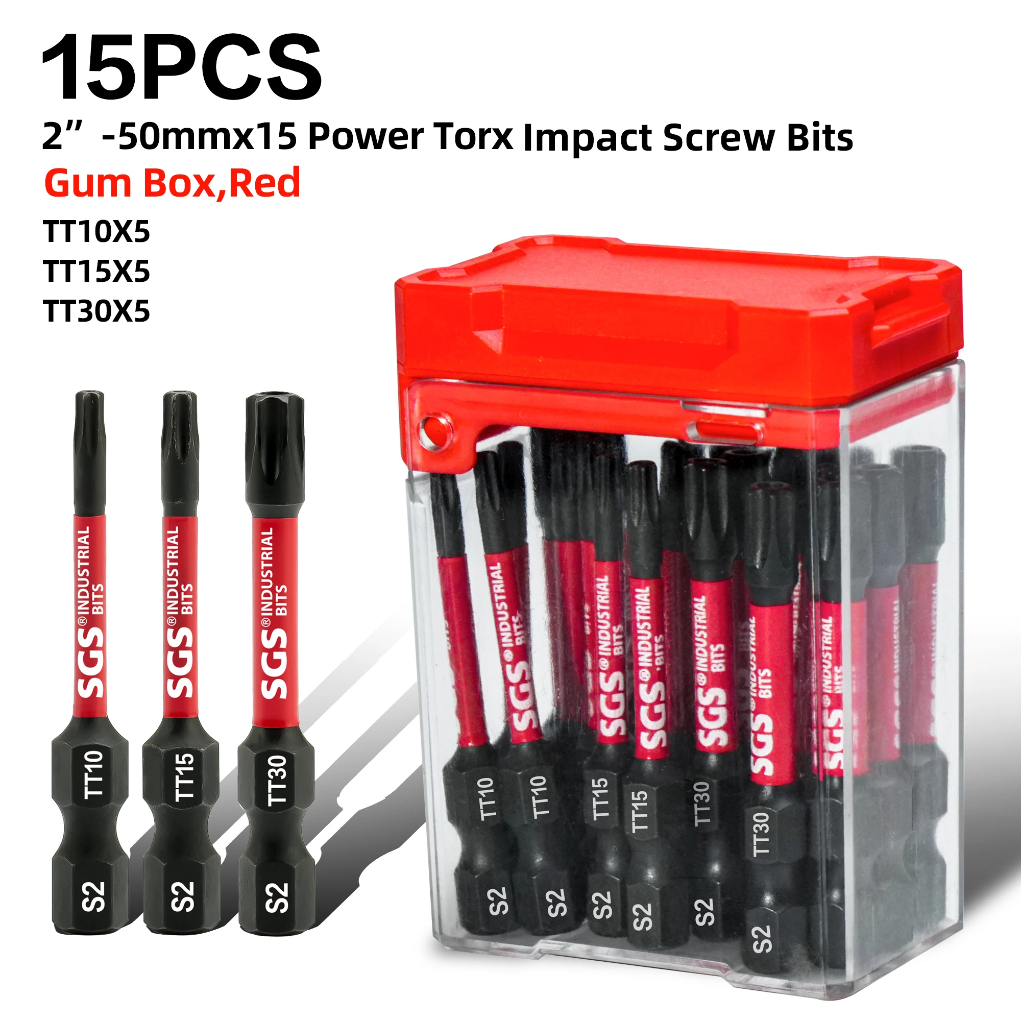 Conjunto de 15 Pontas de Chave de Fenda Torx de Segurança Tt10/15/30, Modelo Padrão de 50mm, Aço Liga S2, Material de Grau Industrial, Forte Torque, Resistente ao Desgaste, Design Magnético Forte para Evitar Deslizamento de Parafusos, Adequado para Furade