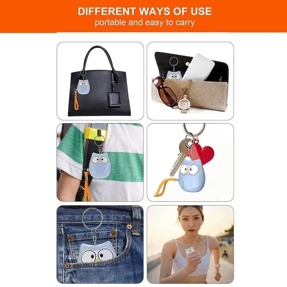 2024 Anti-attack Self Defense Alarm Rechargeable Battery Loud Keychain 130DB Safety Siren