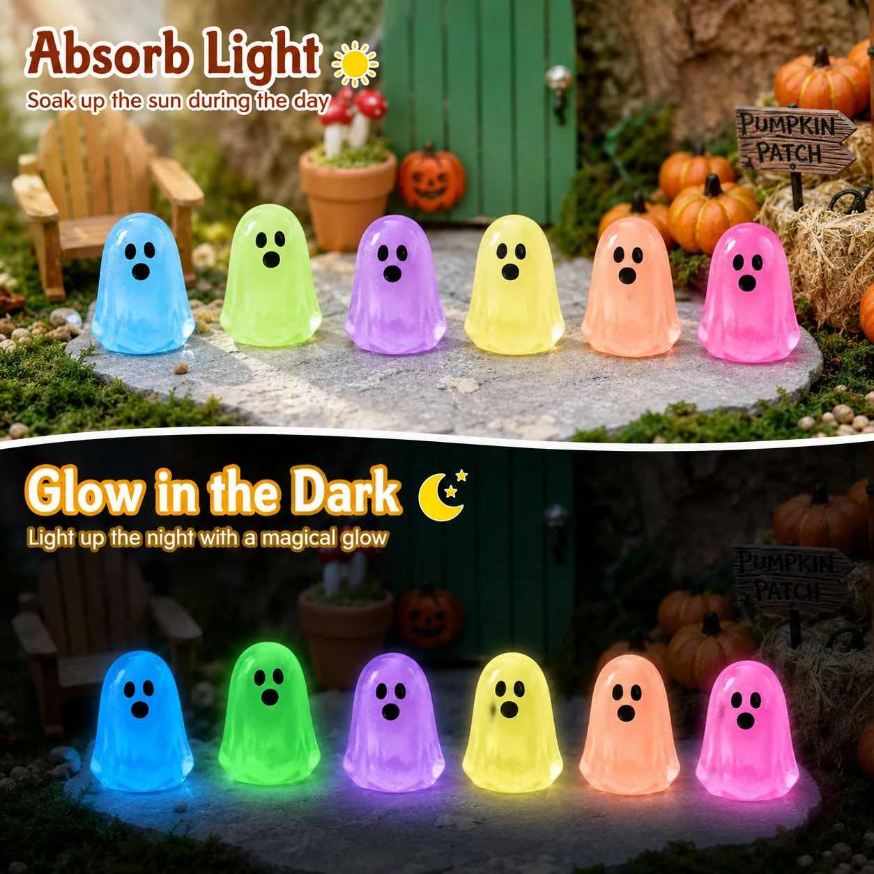 12/24/48pcs Luminous Ghost Figures - Glowing At Night Mini Action Figure Micro Landscape Miniatures, for Halloween Decoration