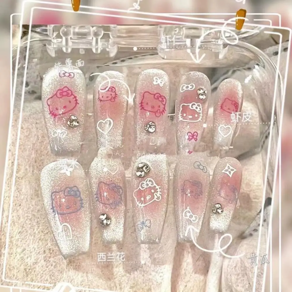 

Miniso милый кот одежда доспехи Hello Kitty лак для ногтей Kawaii милая девушка съемные флэш-маникюрные нашивки женские аксессуары подарок