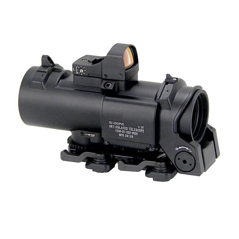 Tactical DR 1x-4x lente d'ingrandimento ottica per fucile con Mini mirino a punto rosso, cannocchiale da caccia Mil-Dot illuminato rosso