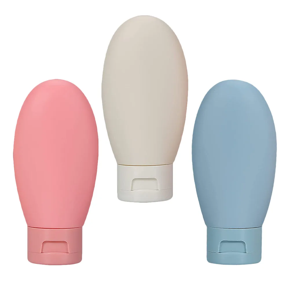 3pcs Silicone Travel Bottles 60Ml Refillable Leakproof Containers Portable Toiletry Lotion Dispenser For Trip Light
