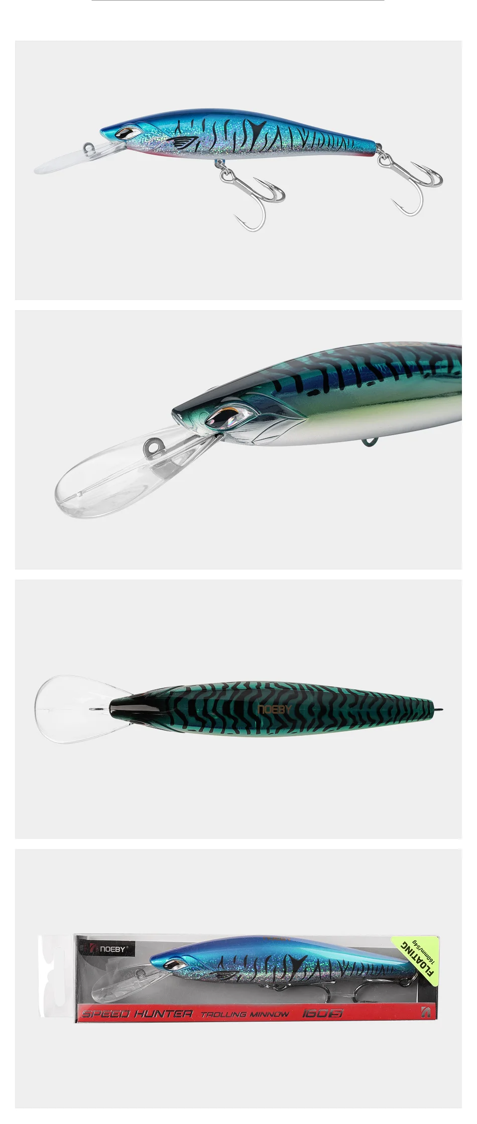 NOEBY 160 mm 54 g Speed Hunter Trolling Minnow Angelköder Schwimmende Oberfläche Künstlicher harter Köder für Big Catch Thunfisch-Angelköder – Detail 10
