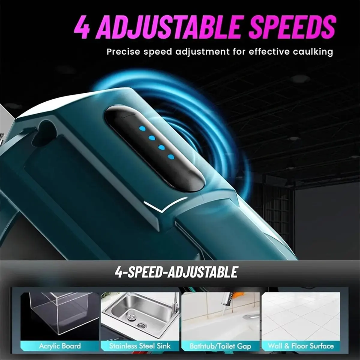A74U Cordless Electric Caulking 4 Speeds Wireless Glass Glue for 21V Battery