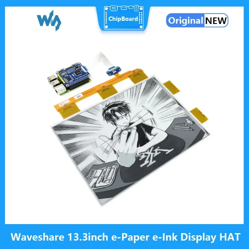 Waveshare 13.3inch e-Paper e-Ink Display HAT For Raspberry Pi, 1600*1200 resolution, 16 Grey Scales, Supports partial refresh