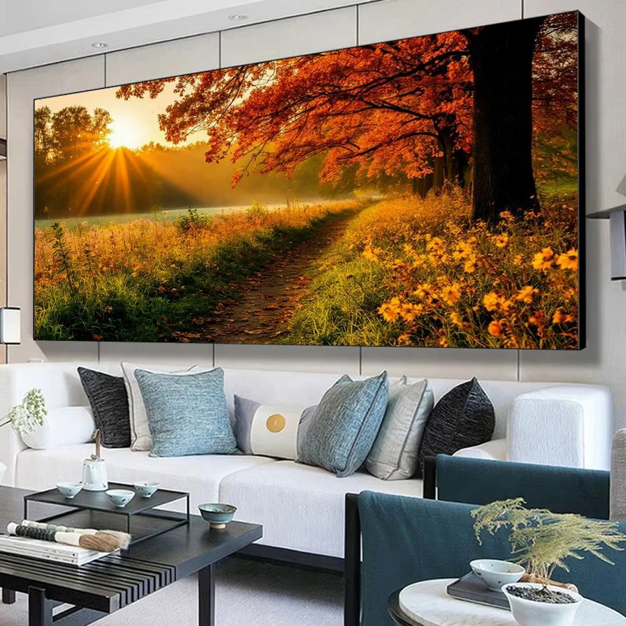 

Картина «Солнечный лес» большого размера, алмазная вышивка DIY, полная квадратная/круглая мозаика, наборы для вышивания, декор для стен