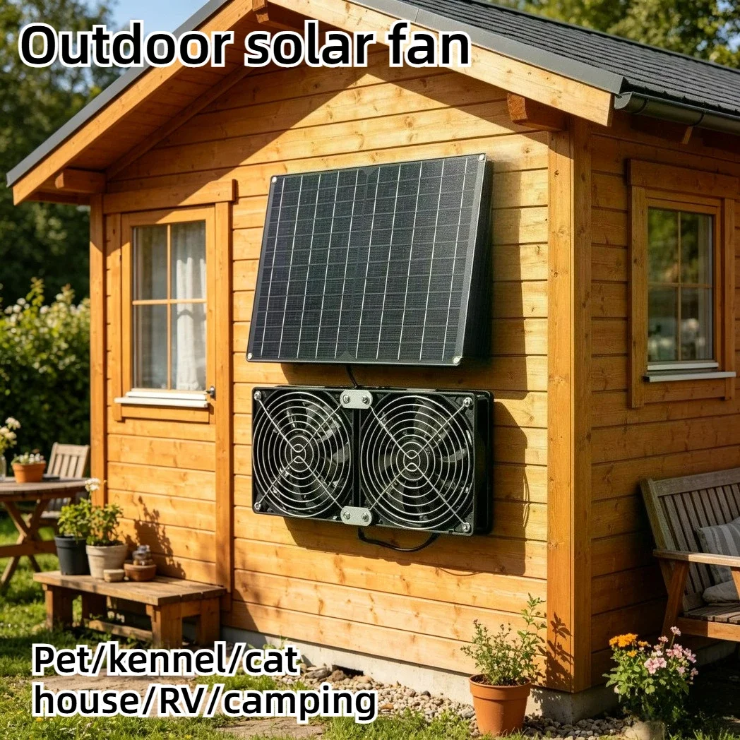 

Solar Panel Dual Fan 20W High Speed 3200RPM 200CFM IPX7 Waterproof Exhaust Fan for Chicken Coop Dog House Greenhouse